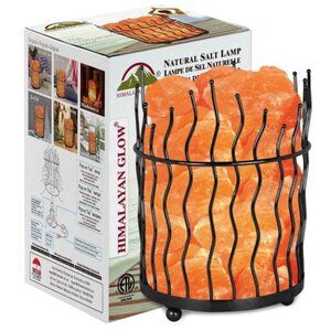 Himalayan Glow Pillar style Salt Basket Lamp with salt chunks